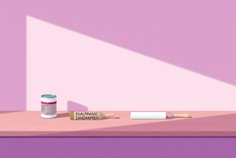Outils de peinture disposés dans l'ordre des étapes du chantier